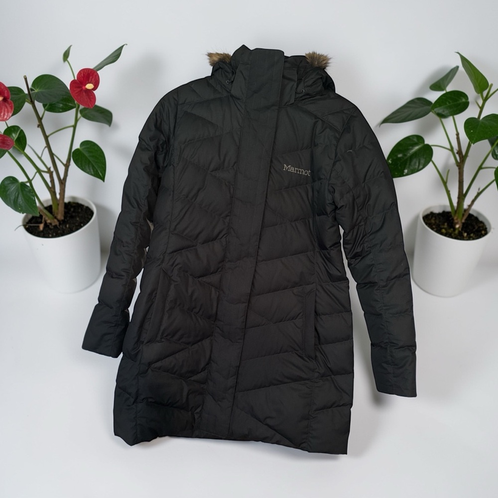 Marmot Strollbridge 700 Down Black Parka Detachable Faux Fur Hood